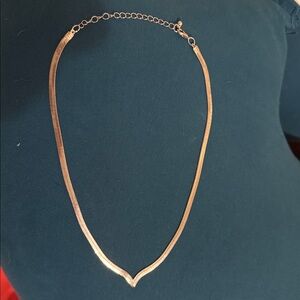 “Weekender" Minimalist Silver Herringbone V-shaped Necklace